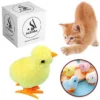 1 Pcs Pet Cat Toys Jumping Walking Hopping Cartoon Plush Chicken Toy Size Approx. 4 Inch - Yellow
