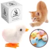 1 Pcs Pet Cat Toys Jumping Walking Hopping Cartoon Plush Chicken Toy Size Approx. 4 Inch - White