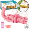 8 Hole Bubble Machine Massive Bubble Gattler Toygun With Bubble liquid for Kids Automatic Electric Bubble Maker Machine - Pink