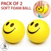 Pack Of 2 Soft Foam Smiley Emoji Balls for Kids - High Density Foam Ball For Over 3 Years Old Kids Soft Lightweight Easy To Grip Indoor Training Ball