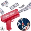 Imported High Quality Rain Money Paper Playing Spray Machine ToyGun with 100 Pcs Paper Currency Notes For Kids - Play Money ToyGun Party Supplies - Size Approx. 20cm - Red