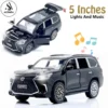 Lexus Land Cruiser Prado - Children's Alloy Sports Model Die-Cast Metal Toy Car - Lights & Music Sound Feature - Front Doors Or Hood & Boot Openable - Size Approx. 5-Inches - Black
