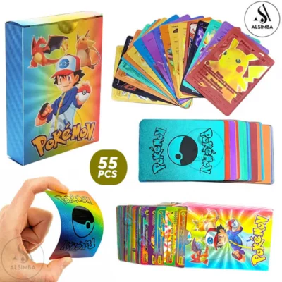 55 Pcs Pokemon Cards Rainbow Edition - Premium Trading Battle Cards for Kids & Collectors