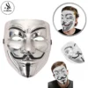 V for Vendetta Character Joker Anonymous Mask for Halloween Masquerade Parties - Ghost Dancer Horror Male Female Kids Funny Resin in Black and Silver