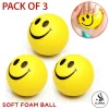 Pack Of 3 Soft Foam Smiley Emoji Balls for Kids - High Density Foam Ball For Over 3 Years Old Kids Soft Lightweight Easy To Grip Indoor Training Ball