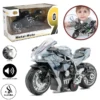 Kawasaki Ninja H2R Diecast Heavy Bike Toy - 1:12 Scale - Size Approx. 6 Inches - Metal & Plastic Model With Lights & Sound Suspension & Pull Back Action - Alloy Racing Motorcycle for Kids & Collectors - Grey