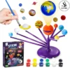 STEM Planetarium Model Kit for Kids with 8 Painted Planets & Projector - DIY Astronomy Science Set with Projection Function - Paint & Brush - Educational Space Toy for Ages 6-12