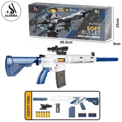 M416 Soft Bullet Toy Gun with Shell Ejection - 67cm Manual Foam Blaster Rifle for Kids 8+ - Realistic Shell Ejecting Design with Scope Silencer & Grip