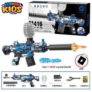 M416 Electric Water Beads Gun Rechargeable 7.4V Battery Toy Blaster with 7-8mm Gel Bullets - USB Charging - Realistic Design for Kids 14+